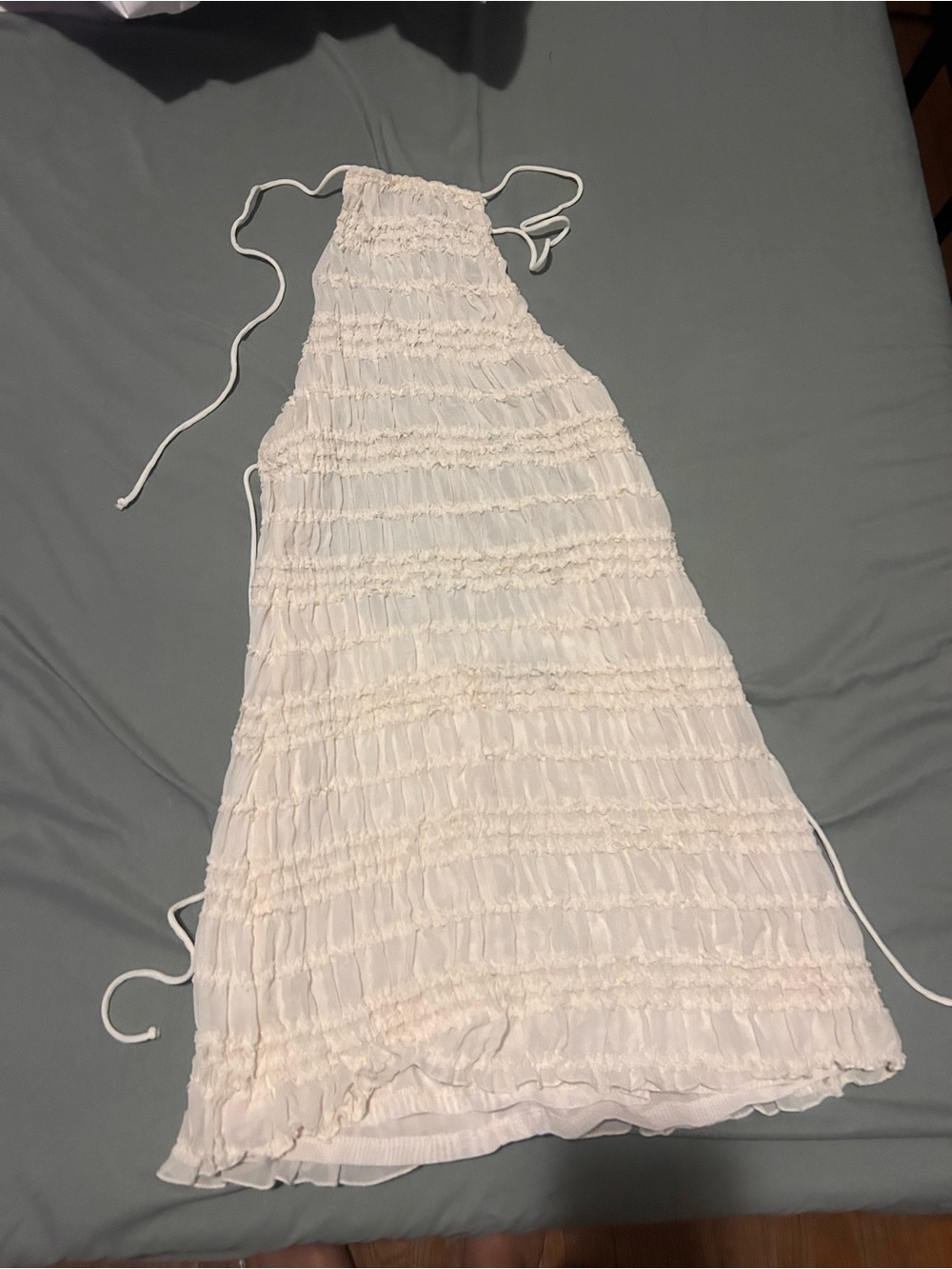 Oh Polly White Smocked Halter Midi Dress